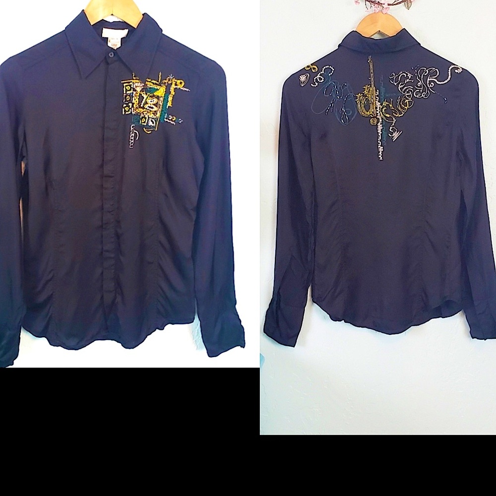 Diesel beaded sequin button down viscose blouse Hong Kong vintage 90’s